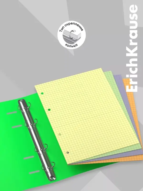 Сменный блок для тетради А5, на кольцах, 120 листов в клетку, ErichKrause, тонированный: 4 по 30 листов