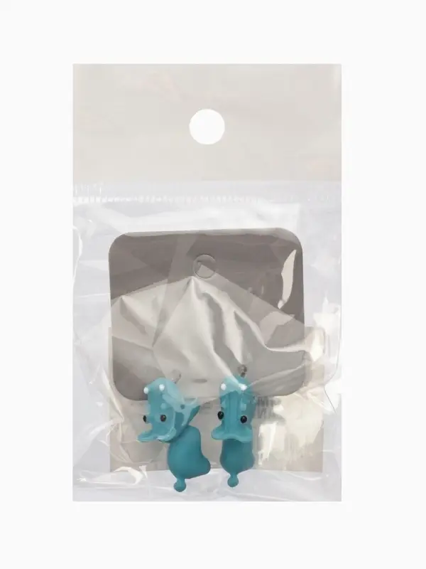 Серьги из полимерной глины &laquo;Бегемот&raquo;, голубые