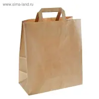 Пакет крафт без печати, плоская ручка 24×14×28 см