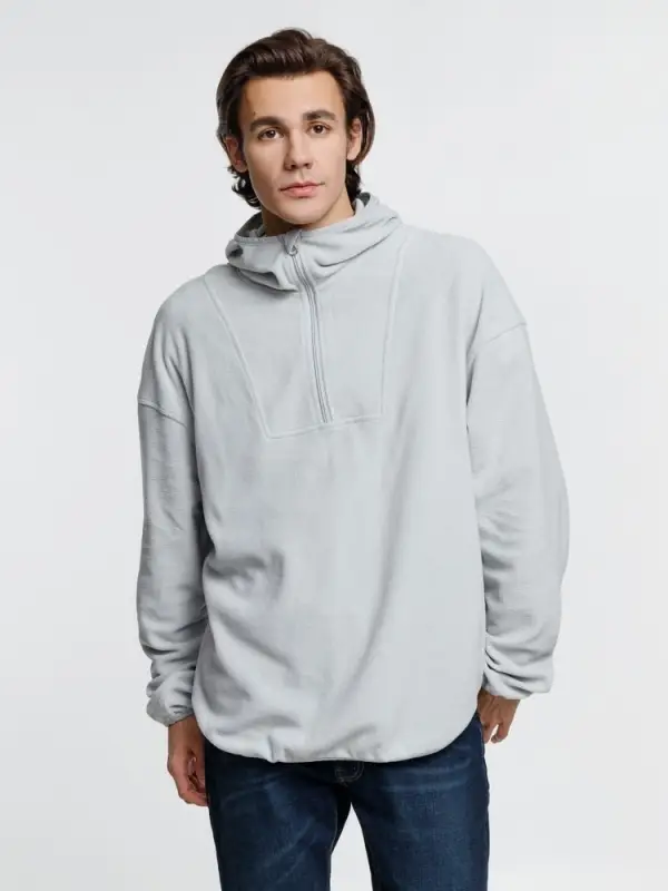 Анорак флисовый унисекс Fliska, светло-серый, размер M/L Анорак флисовый унисекс Fliska, светло-серый, размер M/L