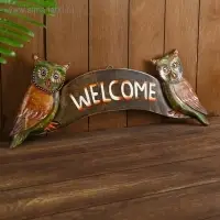 Панно "Совушки welcome" дерево 50х4х20 см
