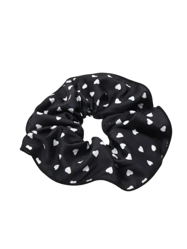 Резинка для волос "Орбита гранд" сердца, 15 см, бело-чёрный