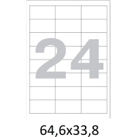 Этикетки самоклеящиеся кауч.к.64,6х33,8 24шт/л А4(100л/уп)