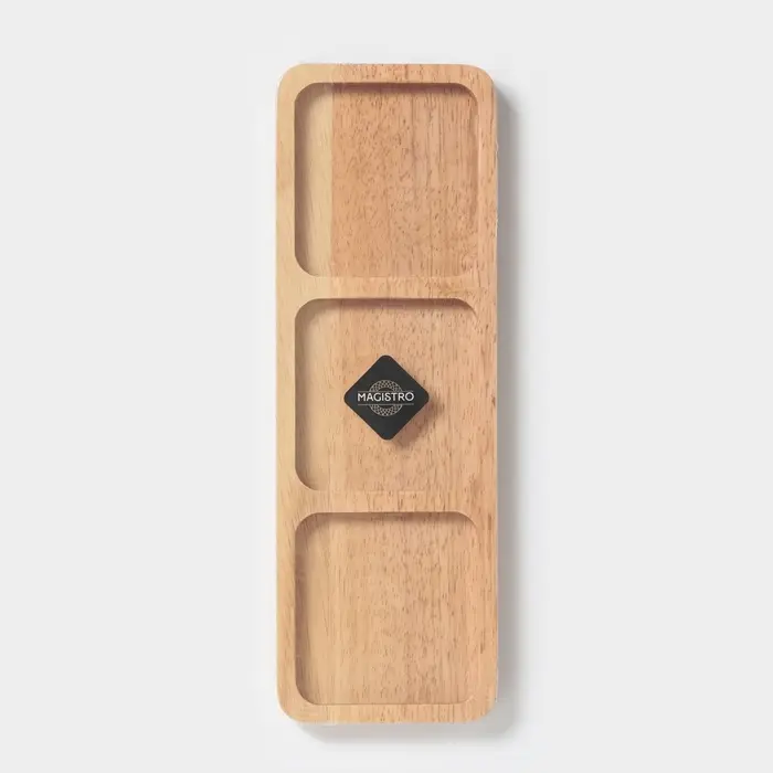 Менажница Magistro Tropical, 3 секции, 30&times;10&times;1.8 см, каучуковое дерево