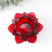 Стеклянный подсвечник на 1 свечу &laquo;Лотос&raquo;, красный, 5.5&times;10.5&times;10.5 см