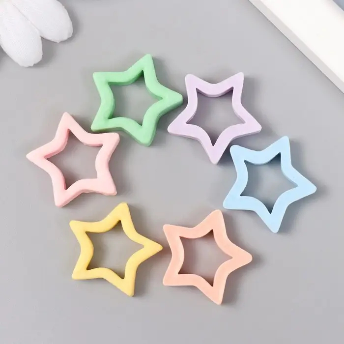 Декоративные элементы для творчества «Арт Узор. Звёздочки», набор 6 шт., пластик, 2.7×2.5 см, МИКС