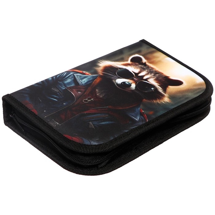 Пенал 1 секция, 130 х 210 х 40 мм, 2 откидные планки, тканевый, Calligrata TOP, Content Пенал 1 секция, 130 х 210 х 40 мм, 2 откидные планки, тканевый, Calligrata TOP, Content "Енот"