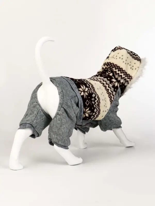 Комбинезон Комбинезон "Лапландия", с подкладом, размер S (ДС 25, ОГ 35, ОШ 25см), серый/бордо