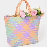 Сумка плетёная, 30&times;10&times;30 см, пластик, разноцветная