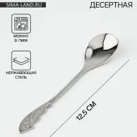 Ложка десертная Magistro &laquo;Перо&raquo;, длина 12.5 см, нержавеющая сталь, серебристая