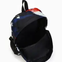 Рюкзак школьный на молнии, с карманами, с принтом, размер 29&times;12&times;42 см, синий/красный