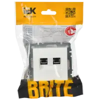 BRITE Розетка компьютерная двойная кат.5E RJ45 РК10-2-БрБ белый