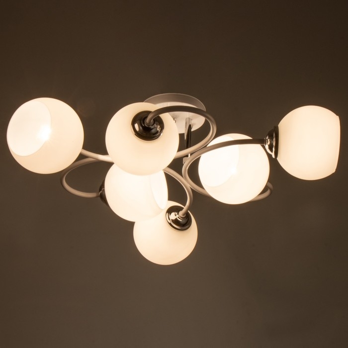 Люстра 2717/6 E27 40Вт бело-хромовый 70х70х25 см BayerLux Люстра 2717/6 E27 40Вт бело-хромовый 70х70х25 см BayerLux