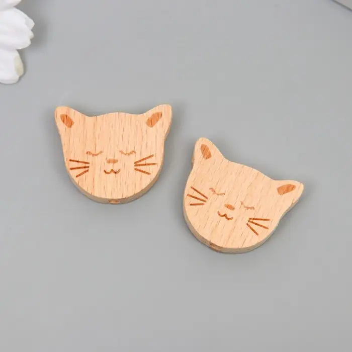 Бусина для творчества дерево "Котенок" 3,1х2,5 см