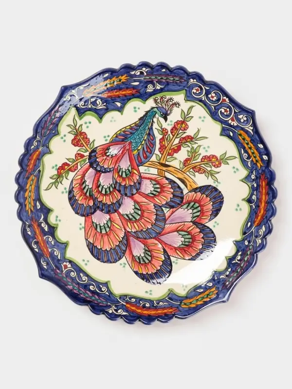 Ляган узбекский Риштанская Керамика &laquo;Жар птица&raquo;, d=41 см, синий