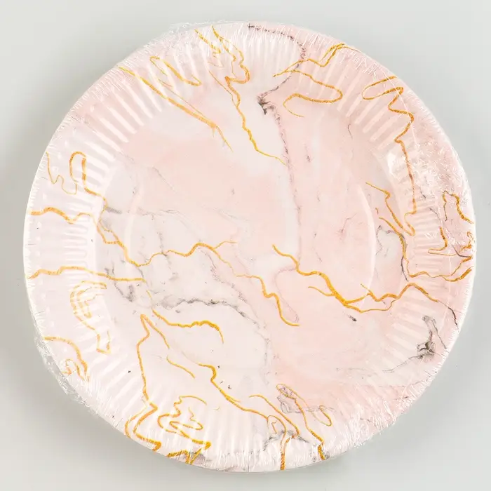 Тарелка одноразовая бумажная "Мрамор", 18 см