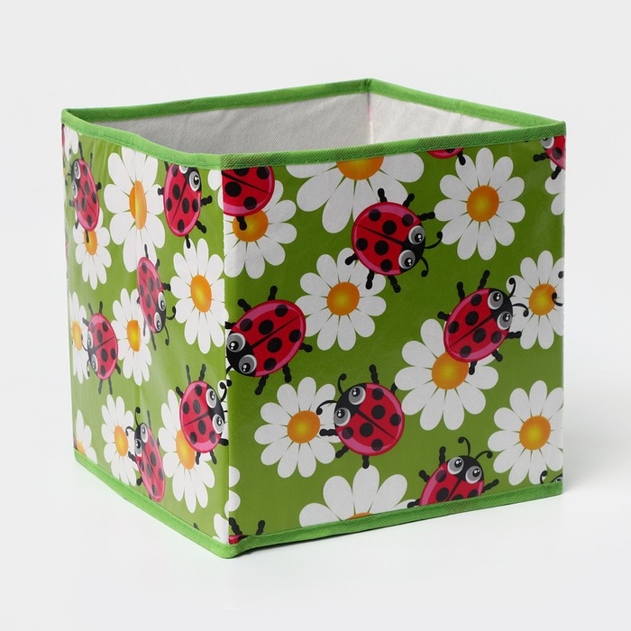 Короб стеллажный для хранения Доляна «Божьи коровки», 25×25×25 см, цвет зелёный Короб стеллажный для хранения Доляна «Божьи коровки», 25×25×25 см, цвет зелёный