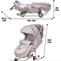 Санки - коляска «Наши детки 6», чехол для ног, муфта, сумка, бежевый