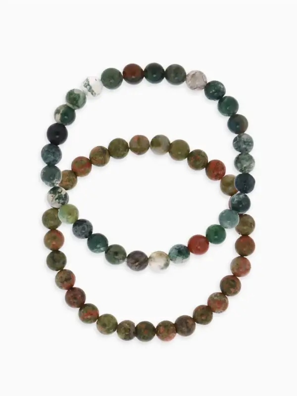 Набор браслетов из бусин&laquo;Яшма и Унакит&raquo;, 2 шт. шар №6