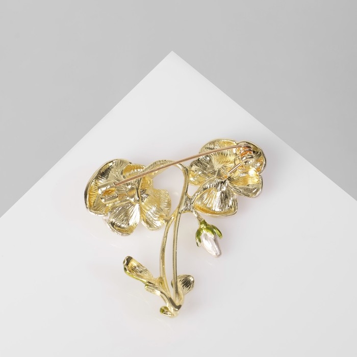 Брошь «Цветы», цвет бело-зелёный в золоте Брошь «Цветы», цвет бело-зелёный в золоте