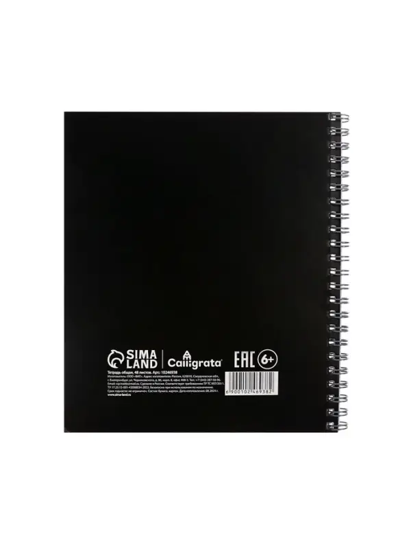 Тетрадь 48 листов в клетку на гребне, Фразы на чёрном, обложка мелованный картон, ВД-лак, МИКС