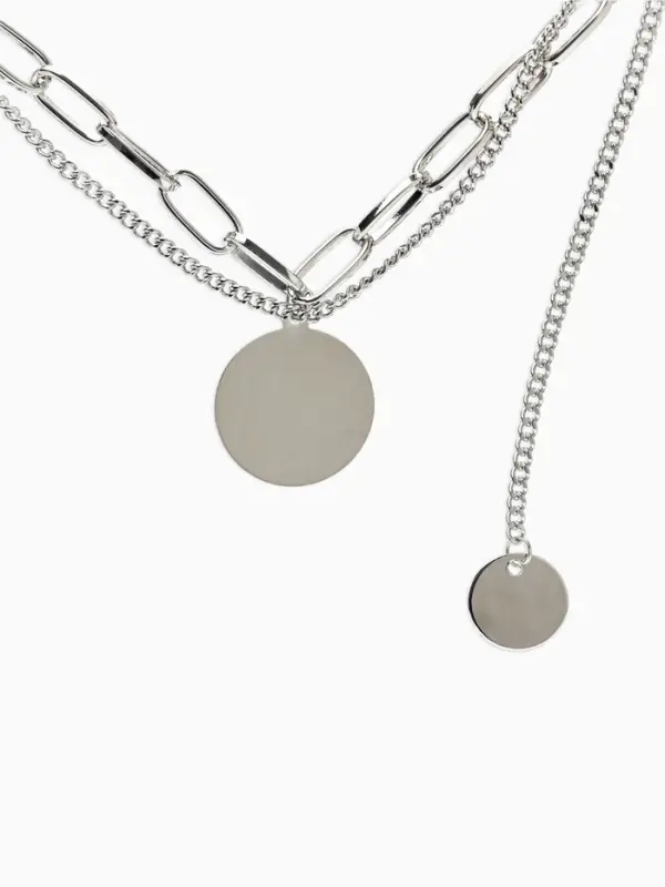 Кулон &laquo;Цепь&raquo;, звенья, 2 нити, цвет серебро, 42 см