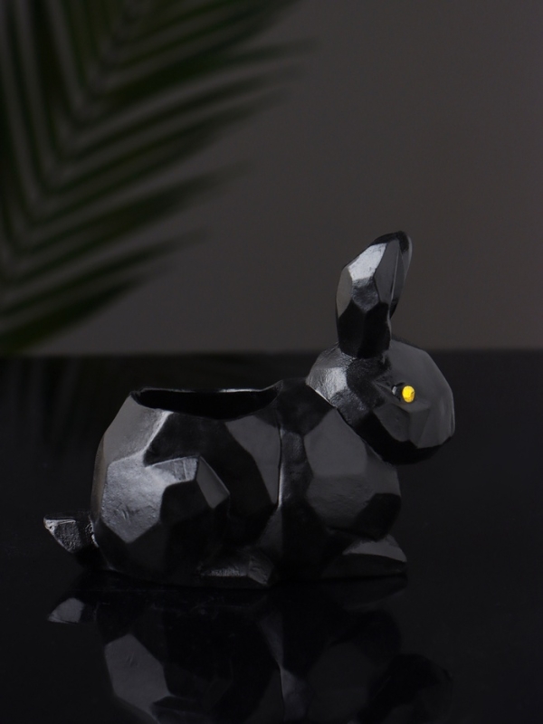 Подсвечник "Заяц геометрический" 8х7х5 см, чёрный