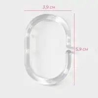 Кольца для штор Доляна, в ванную, пластик, 12 шт., 5.9&times;3.9 см, прозрачные