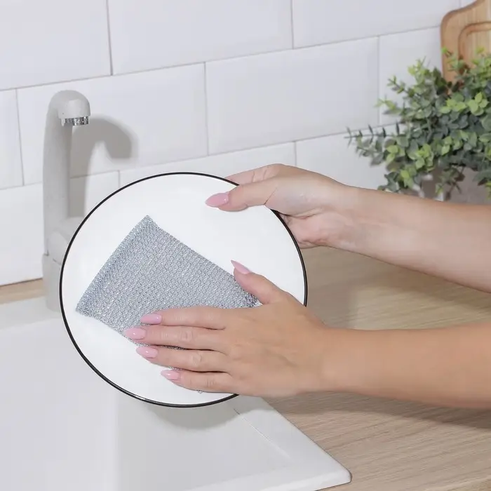 Губка для мытья посуды Доляна «Соты», с металлическим скрабером Губка для мытья посуды Доляна «Соты», с металлическим скрабером