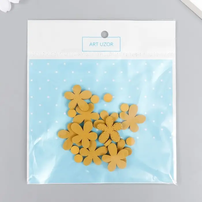 Декор для творчества дерево "Ромашка и сердцевинка" набор 10+10 шт горчичный 2,3х2 см