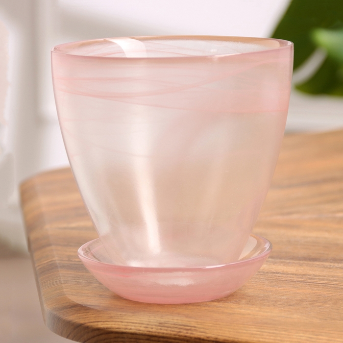 Горшок цветочный с поддоном №2 Горшок цветочный с поддоном №2 "Алеб" розовый, 0,85 л