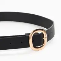 Ремень женский, 2.8&times;107 см, 1 прокол, золотистая пряжка, чёрный