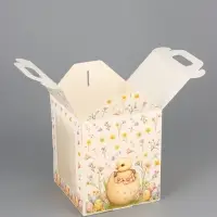 Коробка подарочная пасхальная с окном, с фронтальной загрузкой «Кролик в корзинке» 15×15×18 см
