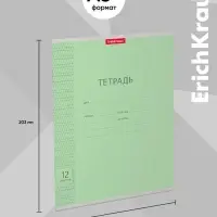 Тетрадь 12 листов в частую косую линейку, ErichKrause «Классика», обложка мелованный картон, зелёная Тетрадь 12 листов в частую косую линейку, ErichKrause «Классика», обложка мелованный картон, зелёная