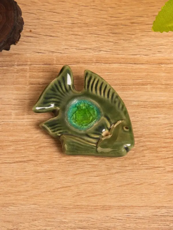 Подставка под благовония  Подставка под благовония "Экзотическая рыбка" керамика, цв. зелёный, 6х5х1 см