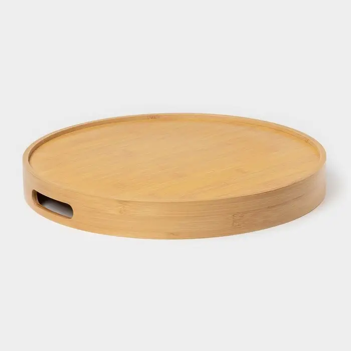 Поднос с ручками Striata, d=35 см, бамбук