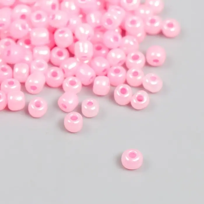 Бисер круглый размер 6/0  Бисер круглый размер 6/0 "Розовая пастила с перламутром" 20 гр