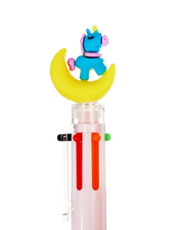 Ручка шариковая автоматическая 6-ти цветная Единорог на луне