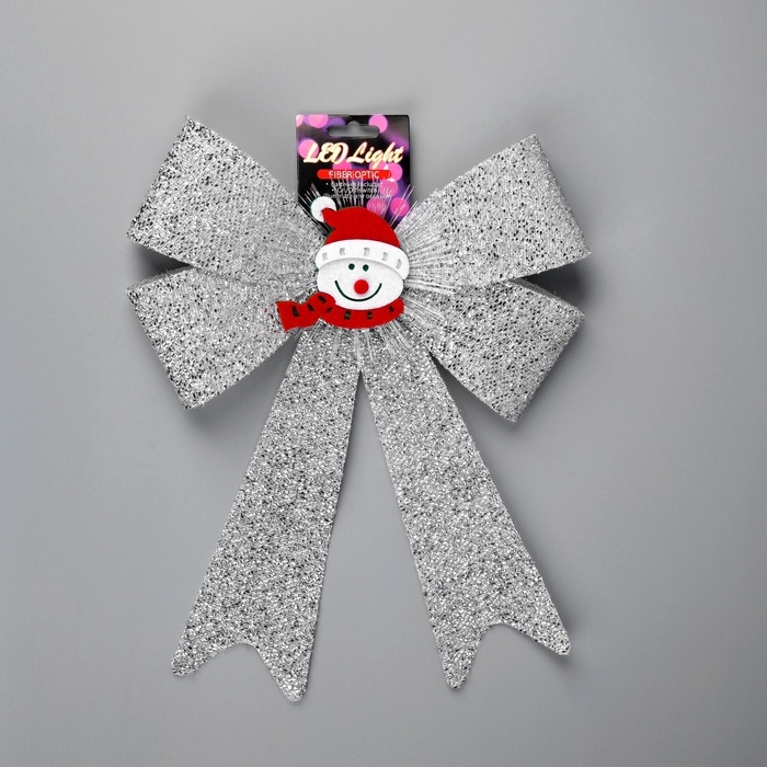 Световой бант  Световой бант "Снеговик бантик" 24x32 см, 1 LED, батарейки LR44x2 (в комплекте), мерцание, свечение мульти