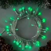 Гирлянда &laquo;Нить&raquo; 5 м, IP20, прозрачная нить, 50 LED, 8 режимов, 220 В, свечение зелёное