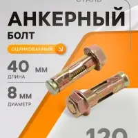 Анкерный болт ТУНДРА, с гайкой, оцинкованный, 10&times;40 мм, 120 шт.