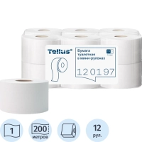 Бумага туалетная д/дисп Торк/Tellus Стандарт Т2 1сл 200м 12рул/уп_120197