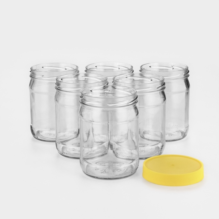 Набор стеклянных банок с жёлтой полимерной крышкой, ТО-82 мм, 450 мл, 6 шт. Набор стеклянных банок с жёлтой полимерной крышкой, ТО-82 мм, 450 мл, 6 шт.