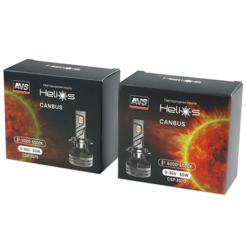 Светодиодная лампа AVS Helios H4/Н19, 9-36V, 65W, 2 шт.