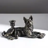 Подсвечник на 1 свечу &laquo;Шарж. Овчарка&raquo;, полистоун, под бронзу, 28&times;10.8&times;13 см