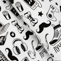 Крафт бумага "На стиле" черный цв. на белом фоне 0,72 х 10 &plusmn;5% м, 60 гр