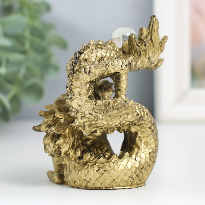 Нэцке полистоун под бронзу  Нэцке полистоун под бронзу "Дракон с шаром" 10,5х7,5х6,5 см
