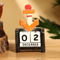 Календарь настольный &laquo;Якорь&raquo;, 7&times;4&times;10 см, дерево, чёрно-коричневый