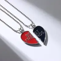 Кулоны &laquo;Неразлучники&raquo; best friends, сердце, цвет красно-синий в серебре, 45 см