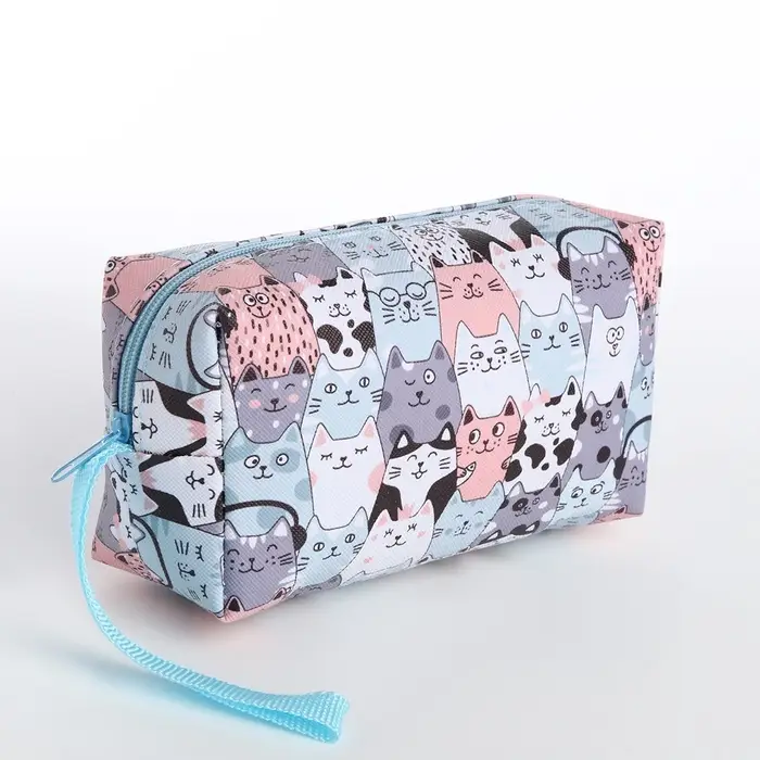 Косметичка - футляр женская с ручкой, объёмная, маленькая, для косметики, лекарств, прокладок, серая